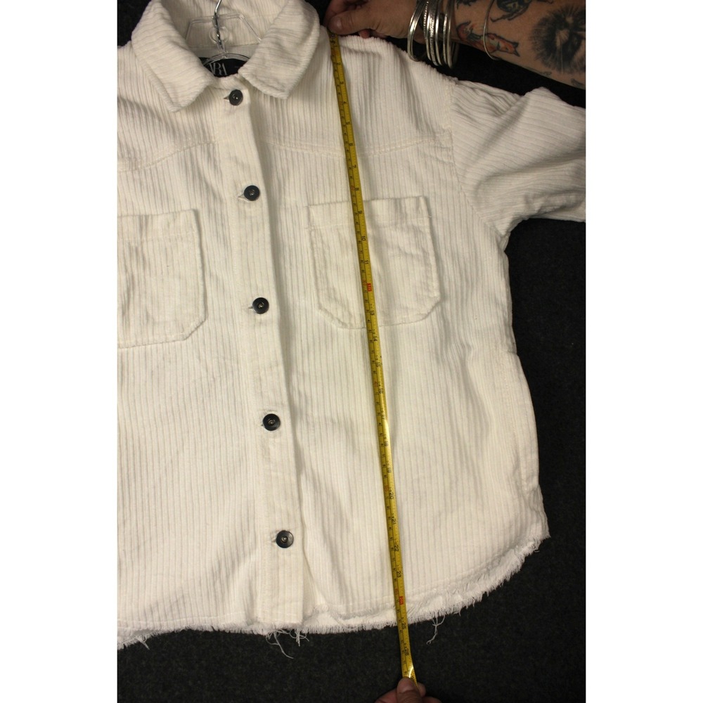 Zara Cream Corduroy Shacket Womens XS Oversized Cozy Fall Casual Jacket - Picture 8 of 11